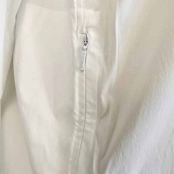 Athleta Womens Oversized Poplin Top Size Medium White Performance Pockets New - Picture 4 of 16